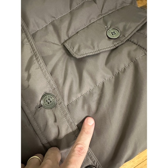 Lands' End Womens Puffer Vest Faux Fur Collar Brown Button Front Size L 14-16 - Picture 5 of 9